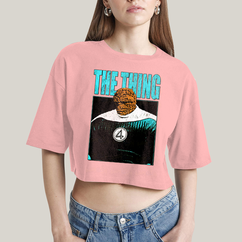 Cropped Oversized Algodão Unissex T shirt Quarteto Fantástico Primeiros Passos The Thing O Coisa