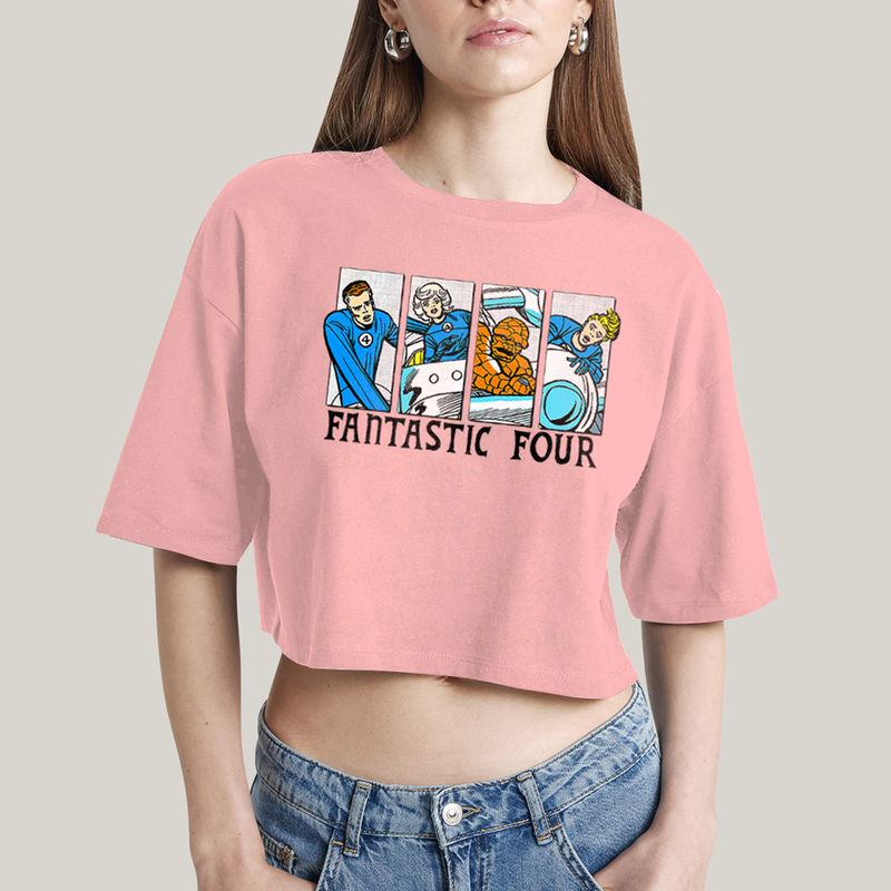 Cropped Oversized Algodão Unissex T shirt Quarteto Fantástico Era de Prata