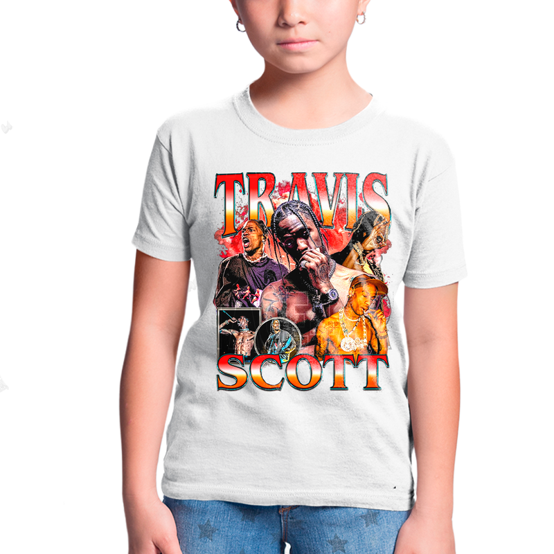Camiseta Infantil Algodão Travis Scott Red