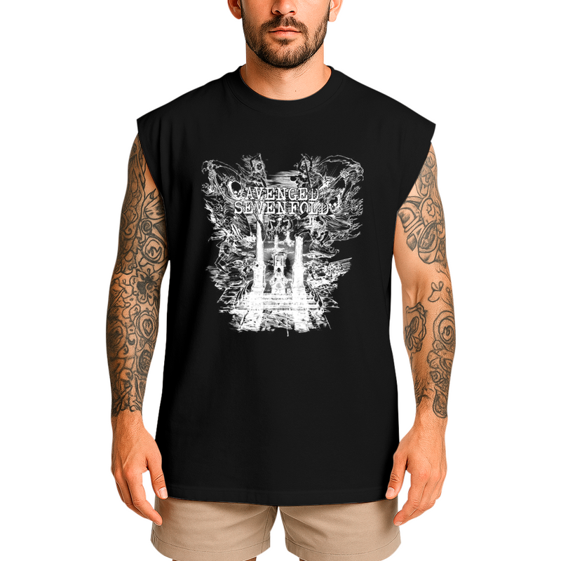 Regata Oversized Avenged Seven Fold Caveira Trono