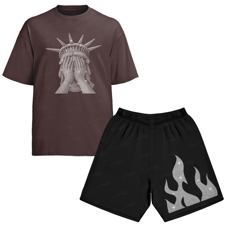 Kit Camiseta e Bermuda Tactel Estatua da Liberdade