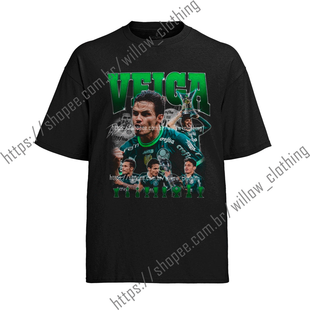 Camiseta Algodão Unissex T Shirt jogador de Futebol Veiga verde verdão