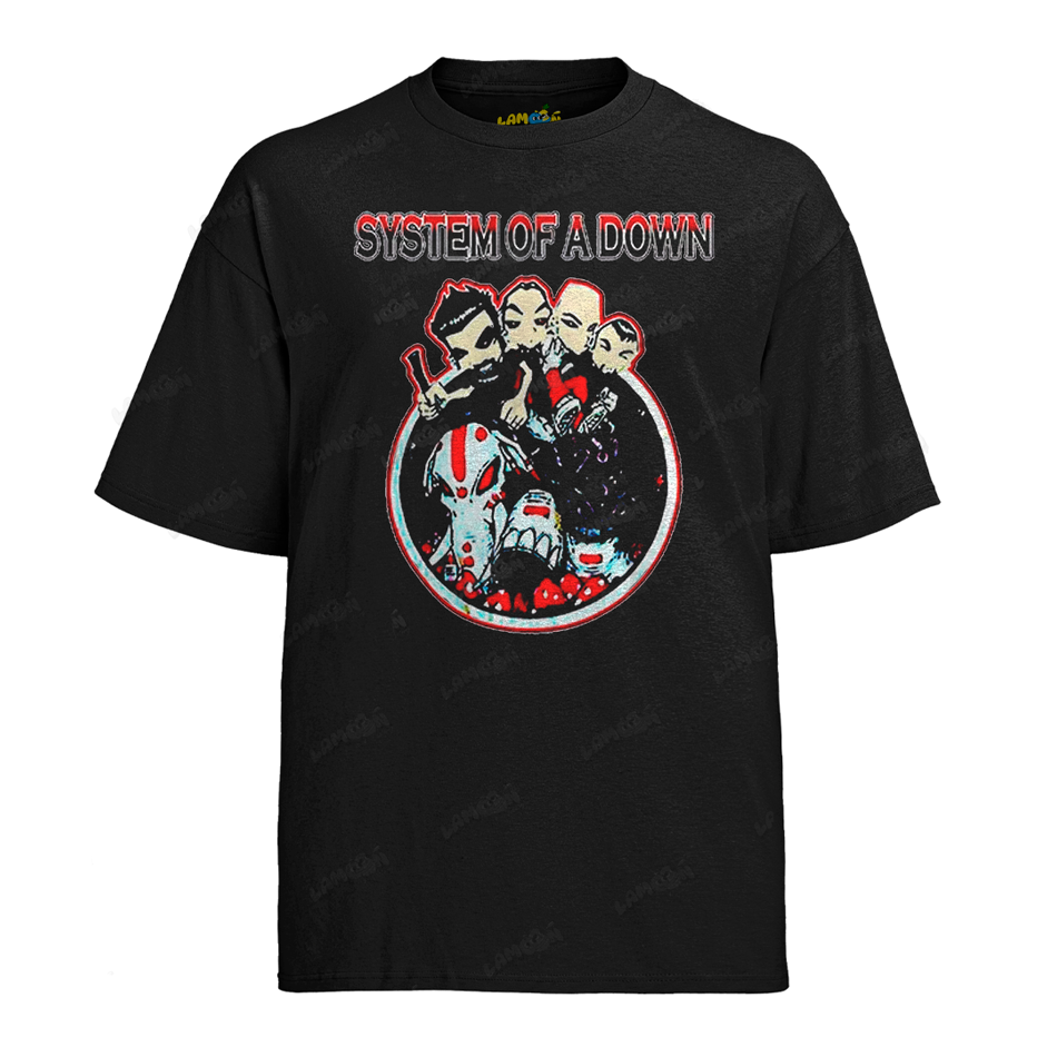 Camiseta Algodão System of Down Cartoon