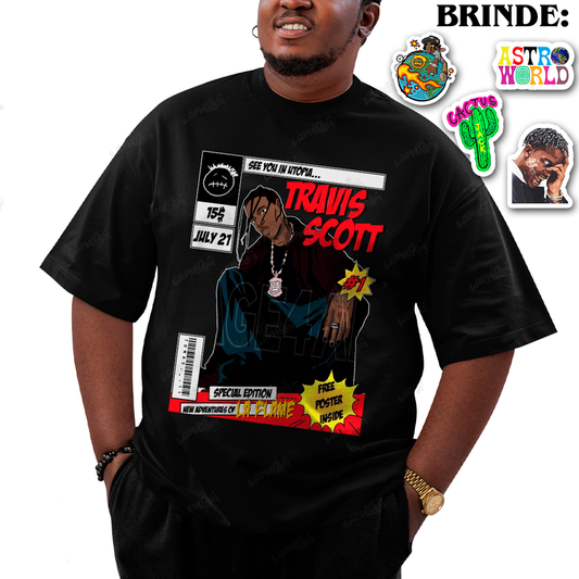 Camiseta Plus Size Algodão Travis Scott See You In Utopia