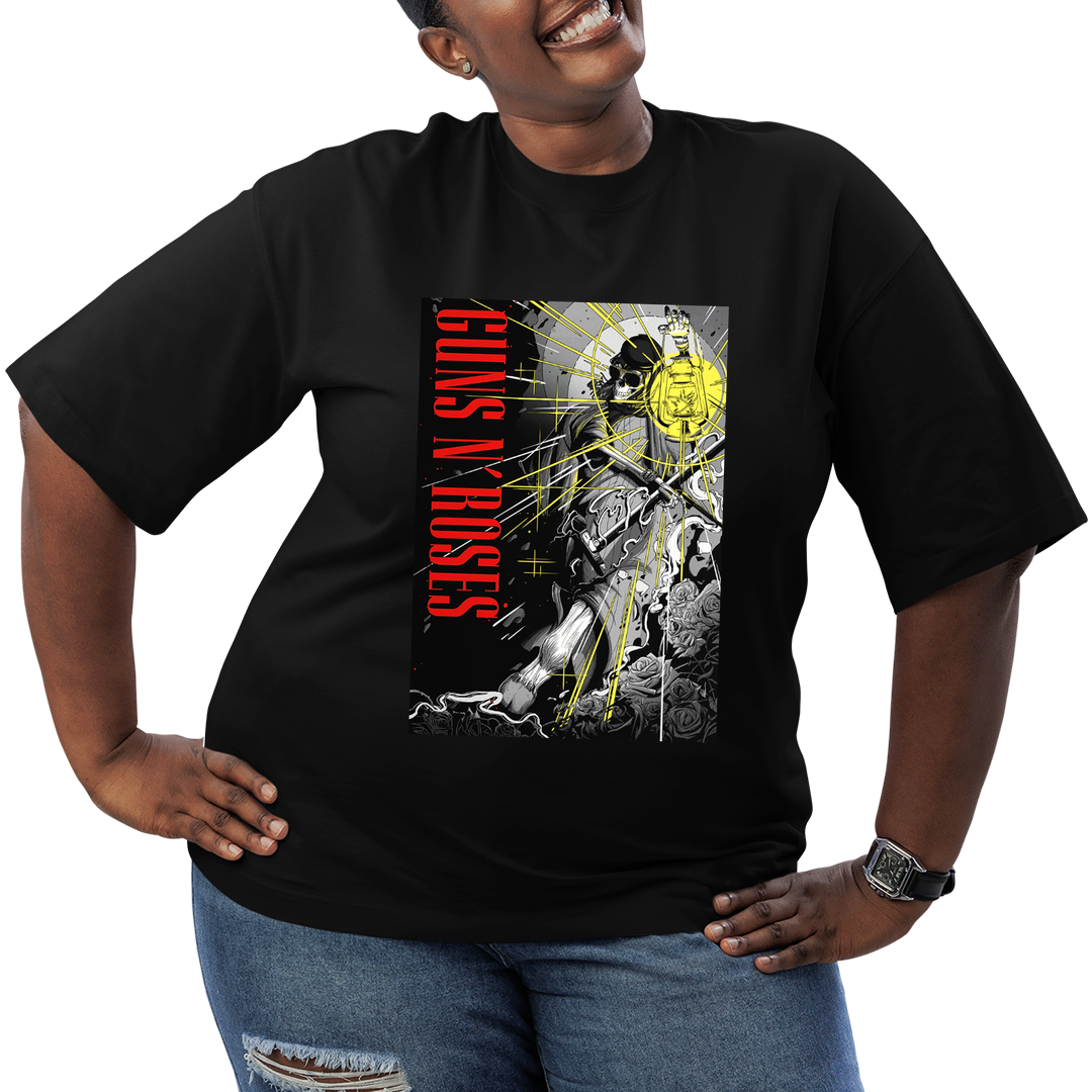 Camiseta Plus Size Roses Banda Caveira