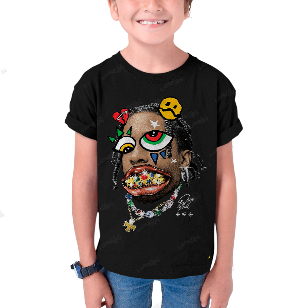 Camiseta Infantil Algodão Travis Scott Dentes de Ouro