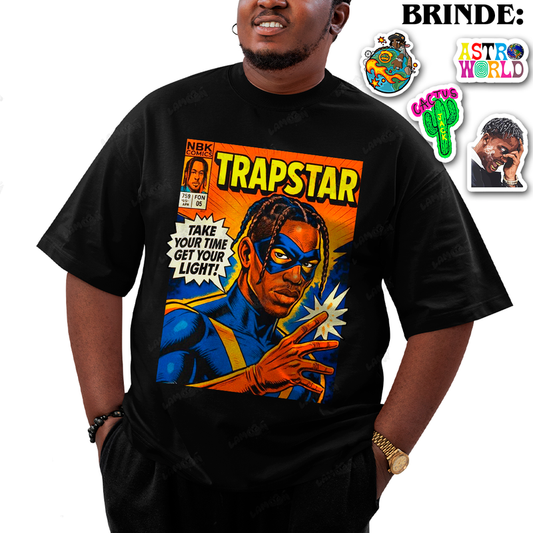 Camiseta Plus Size Algodão Travis Scott Trapstar Comics