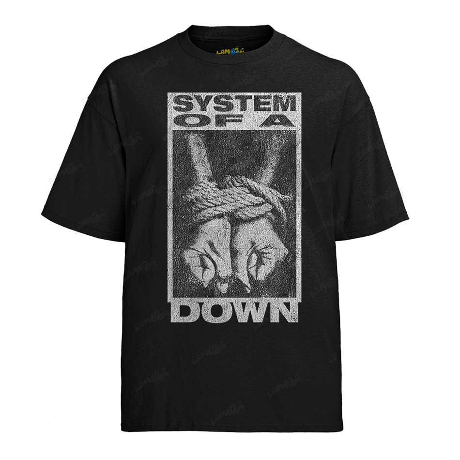 Camiseta Algodão System of Down Mãos Amarradas