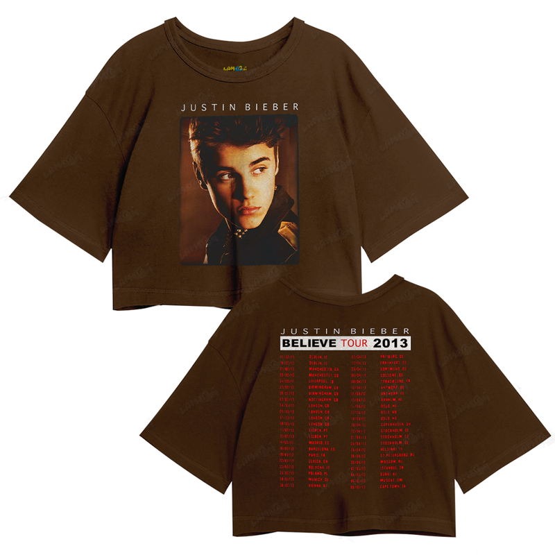 Cropped Oversized Algodão Justin Bieber Believe Tour 2013 FC