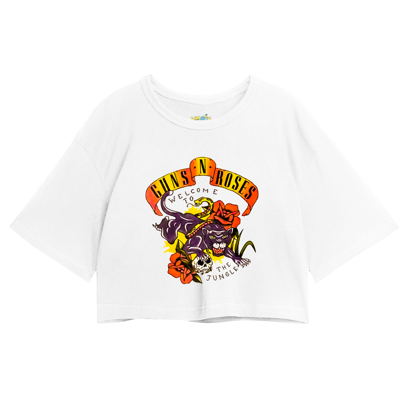 Cropped Oversized Roses Banda Welcome To The Jungle