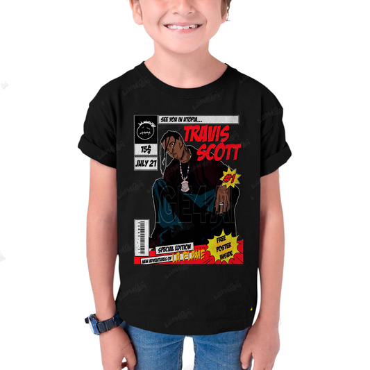 Camiseta Infantil Algodão Travis Scott See You In Utopia