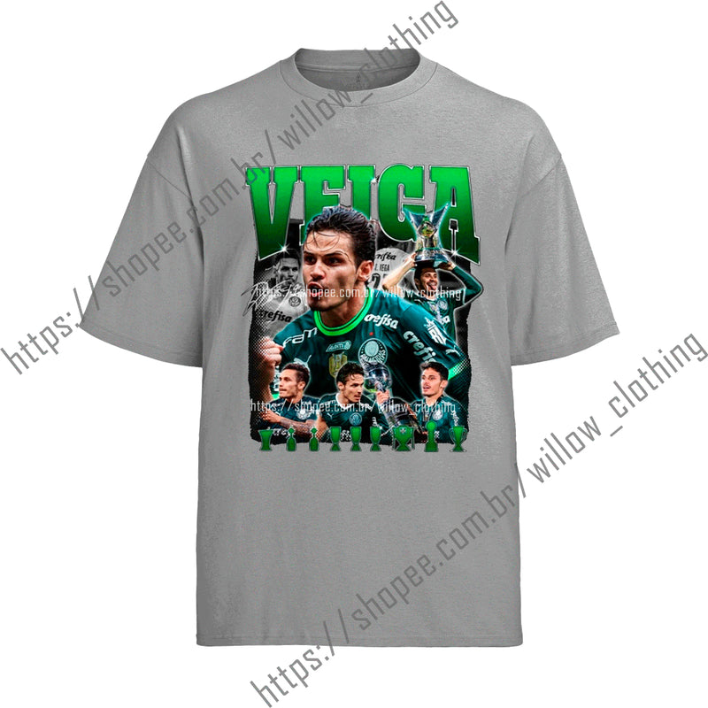 Camiseta Algodão Unissex T Shirt jogador de Futebol Veiga verde verdão