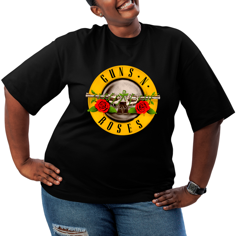 Camiseta Plus Size Roses Banda Logo Vintage