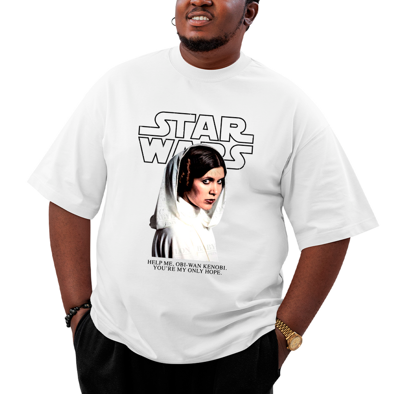 Camiseta Plus Size Princesa Leia Star Help Me