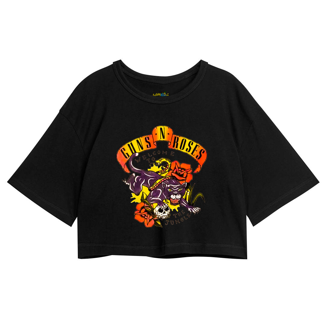 Cropped Oversized Roses Banda Welcome To The Jungle