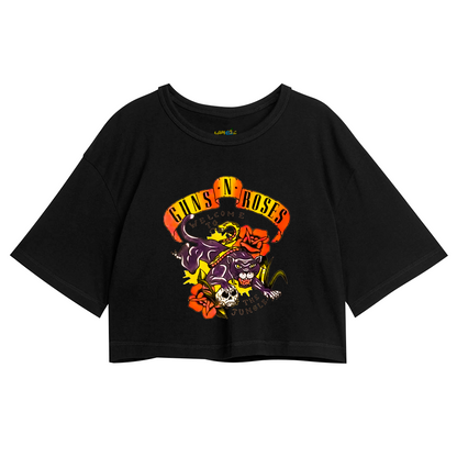 Cropped Oversized Roses Banda Welcome To The Jungle