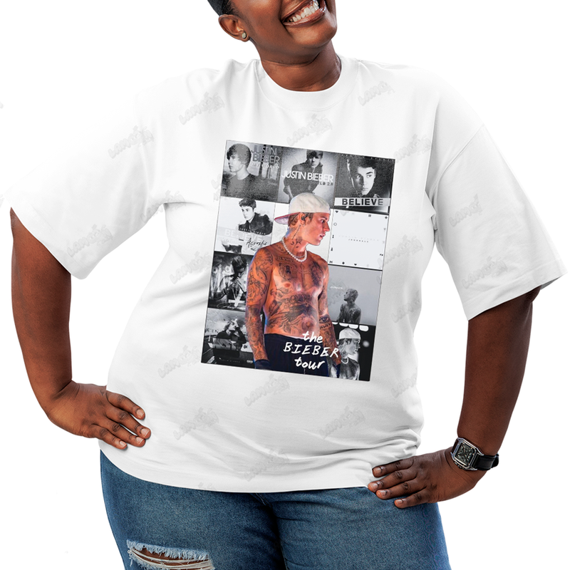 Camiseta Plus Size Algodão Justin Bieber The Bieber Tour