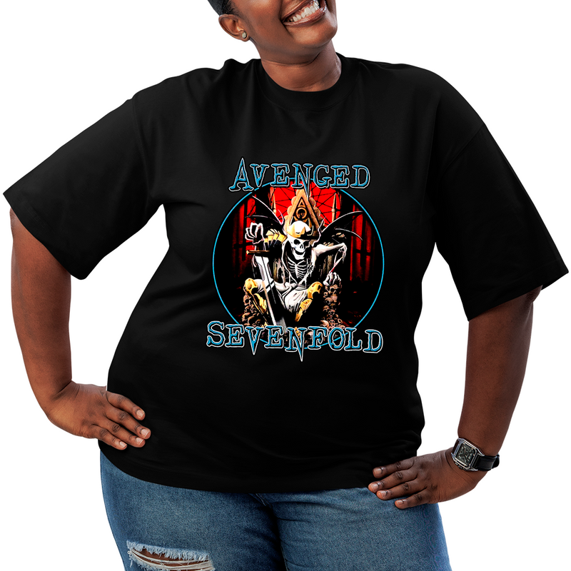 Camiseta Plus Size Avenged Seven Fold Caveira King