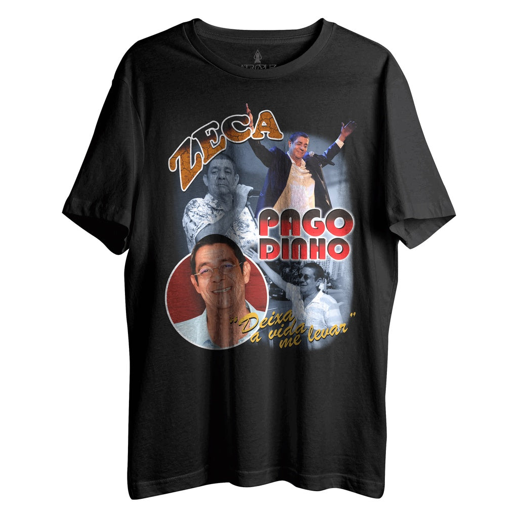 Camiseta Algodão Unissex Tshirt Zeca Pagodinho Deixa a vida me levar