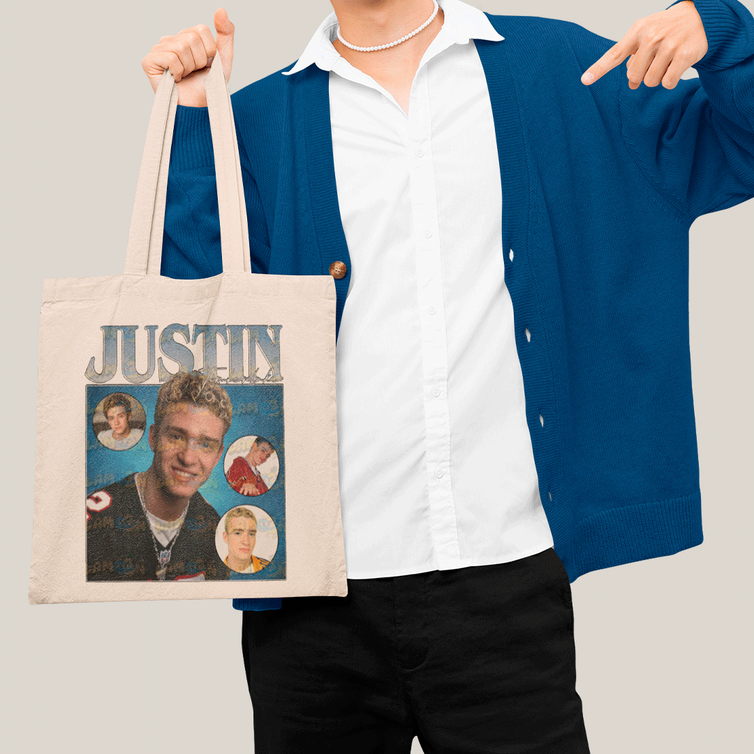Sacola Ecobag Bolsa 38X40 Algodão- Justin Timberlake Anos 2000
