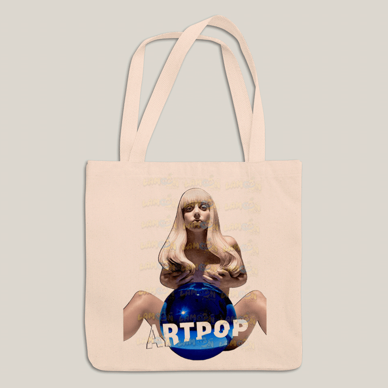 Sacola Ecobag Bolsa 38X40 Algodão- Lady Gaga Bola Azul