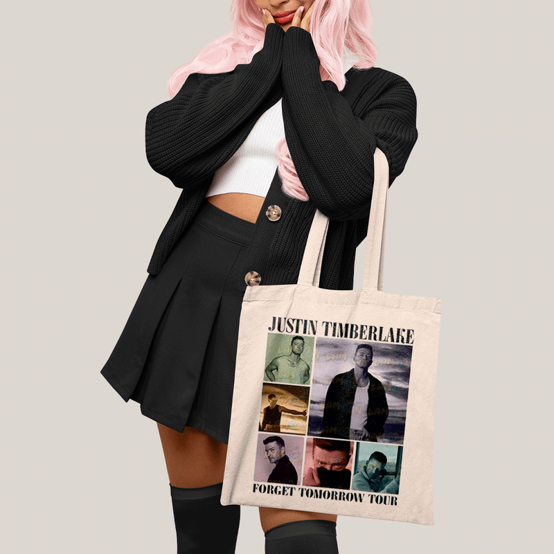 Sacola Ecobag Bolsa 38X40 Algodão- Justin Timberlake Forget Tomorrow Tour-