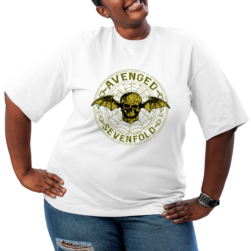 Camiseta Plus Size Avenged Seven Fold Caveira Logo Dourado