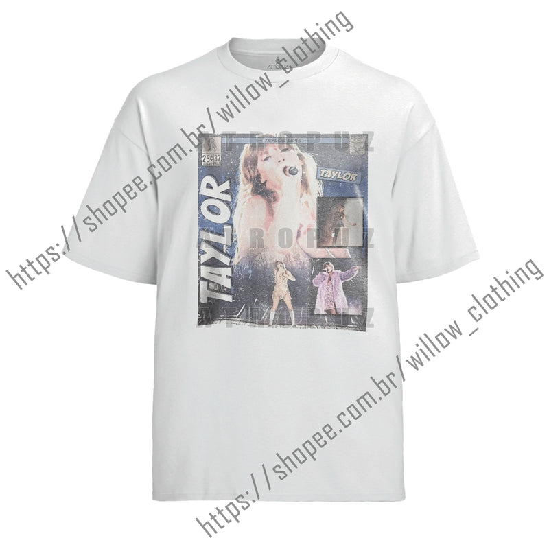 Camiseta Algodão Unissex Tshirt Taylor Eras Azul