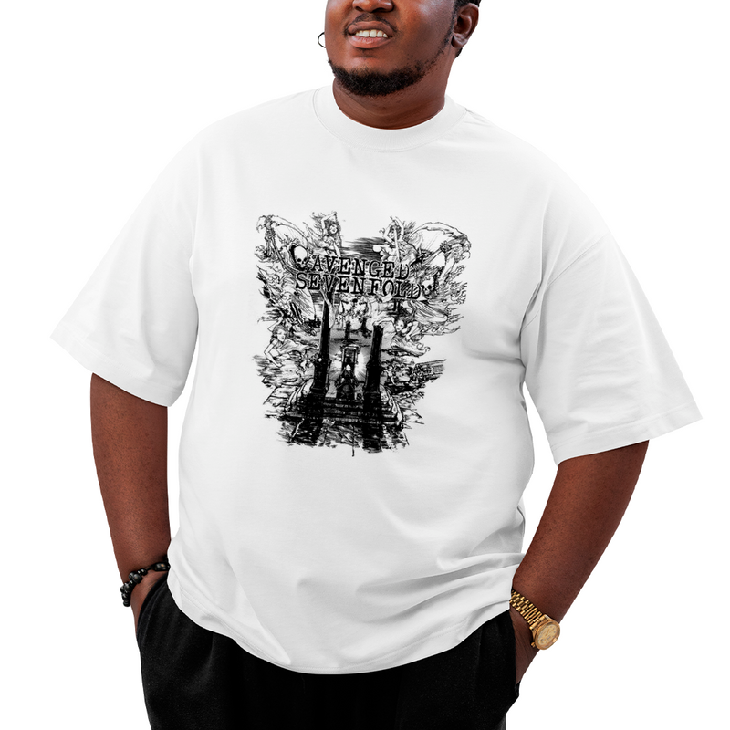 Camiseta Plus Size Avenged Seven Fold Caveira Trono