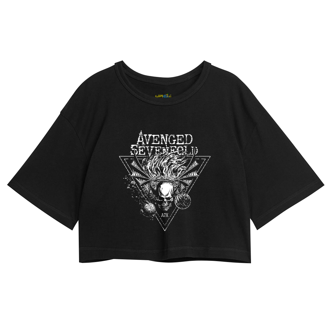 Cropped Oversized Avenged Seven Fold Caveira Planetas