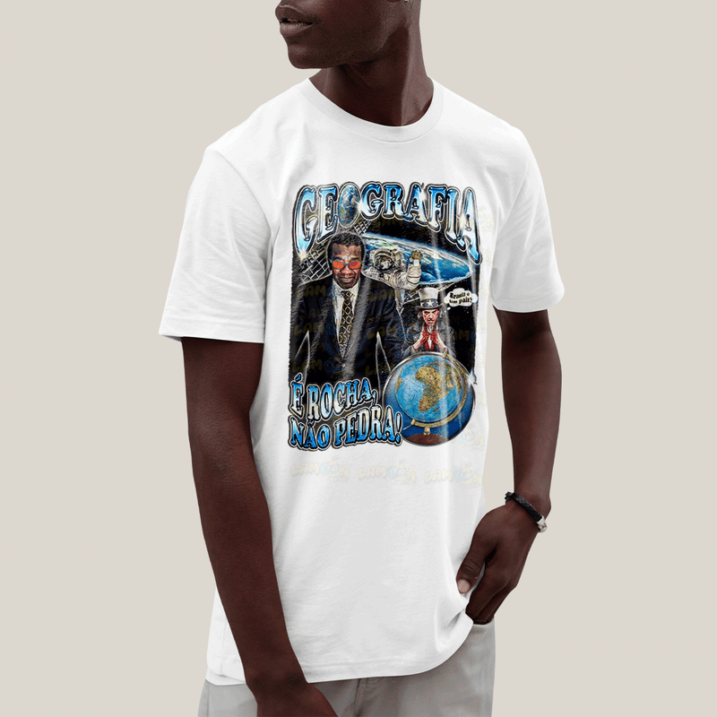 Camiseta Algodão Unissex T shirt- Geografia é Rocha Não Pedra!