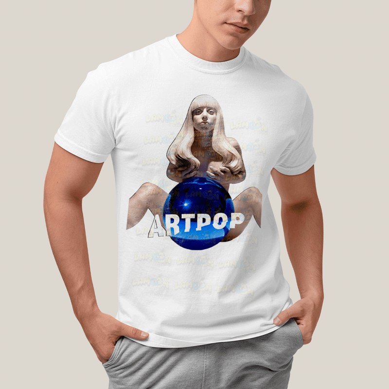 Camiseta Algodão Unissex T shirt- Lady Gaga Bola Azul