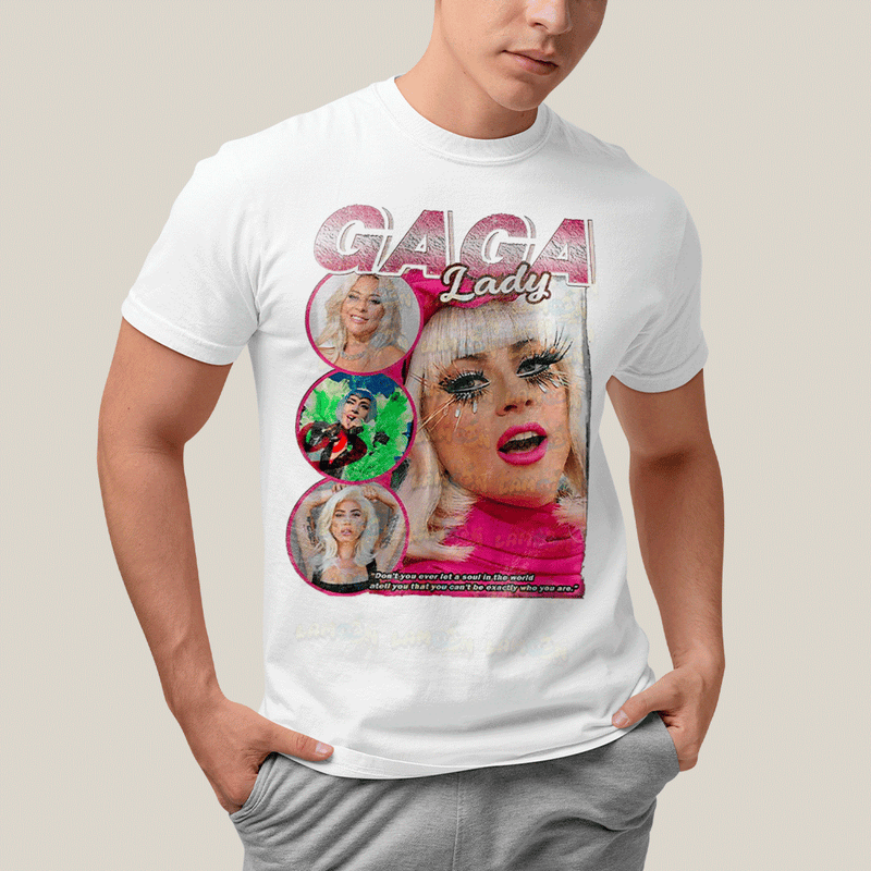 Camiseta Algodão Unissex T shirt- Lady Gaga Cantora Pink