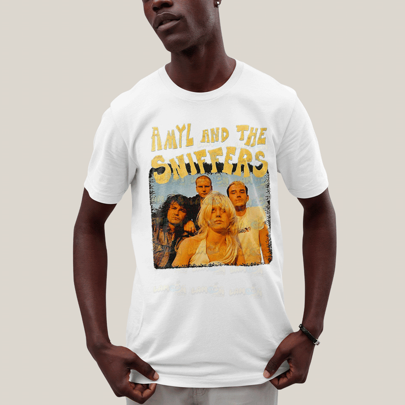 Camiseta Algodão Unissex T shirt- Amyl And The Sniffers Amarela