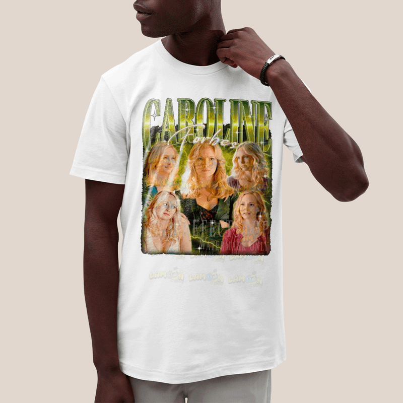 Camiseta Algodão Unissex T shirt- Diario de Um Vampiro Caroline Forbes Amarelo
