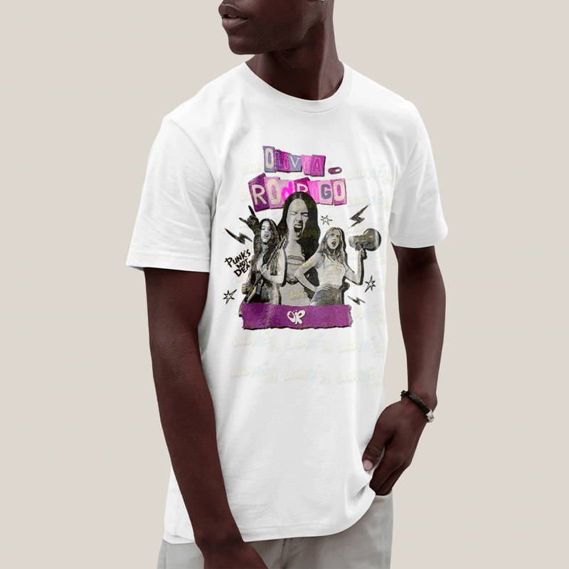 Camiseta Algodão Unissex T shirt Olivia Rodrigo Punk´s Not Dead