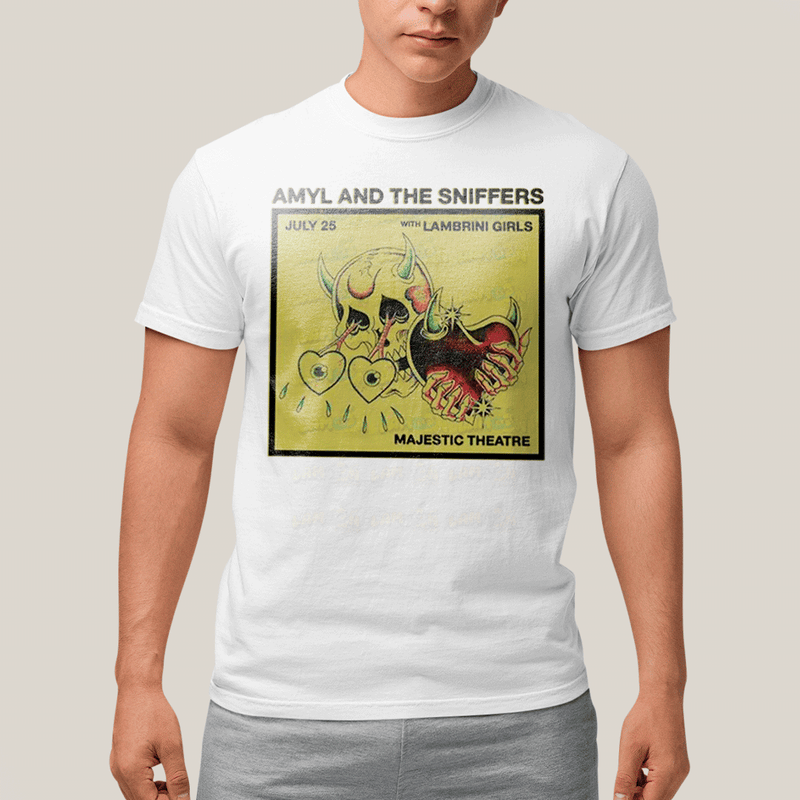 Camiseta Algodão Unissex T shirt- Amyl And The Sniffers Coração Chifrudo