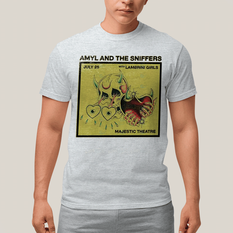 Camiseta Algodão Unissex T shirt- Amyl And The Sniffers Coração Chifrudo