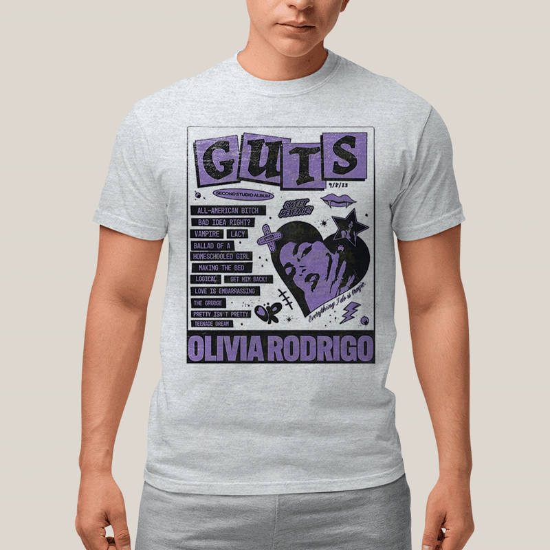 Camiseta Algodão Unissex T shirt Olivia Rodrigo Guts