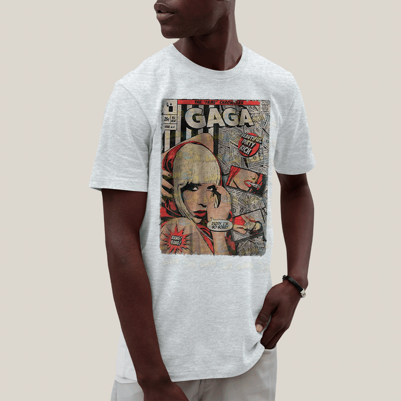 Camiseta Algodão Unissex T shirt- Lady Gaga Capa de HQ