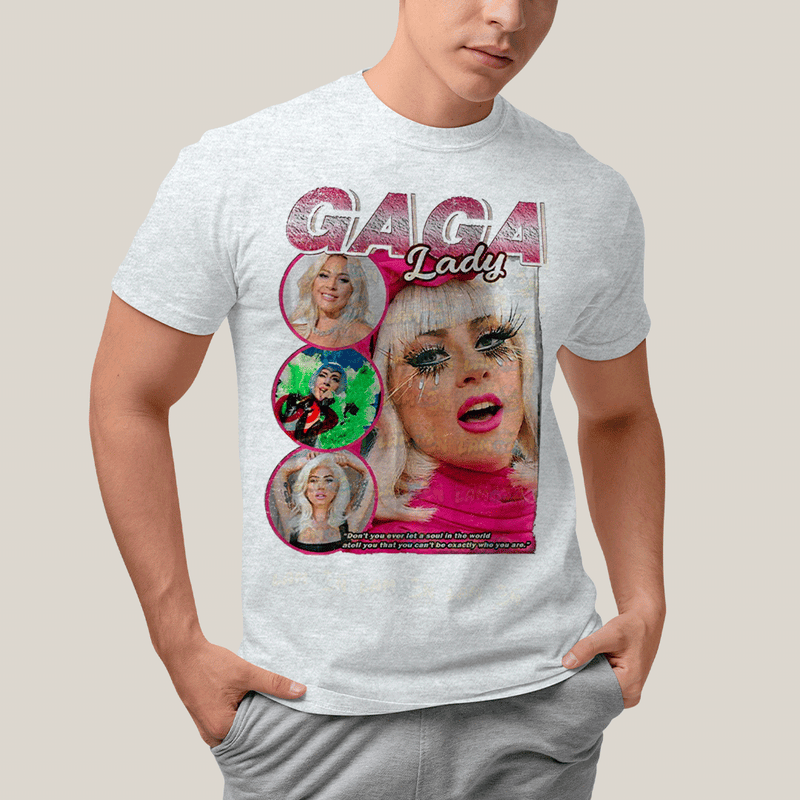 Camiseta Algodão Unissex T shirt- Lady Gaga Cantora Pink