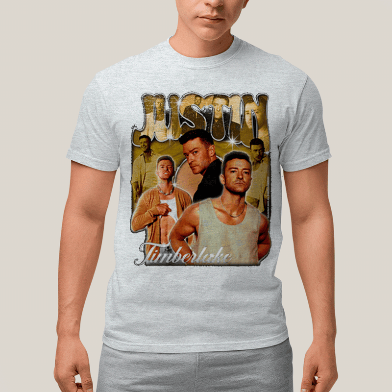 Camiseta Algodão Unissex T shirt- Justin Timberlake Dourado-