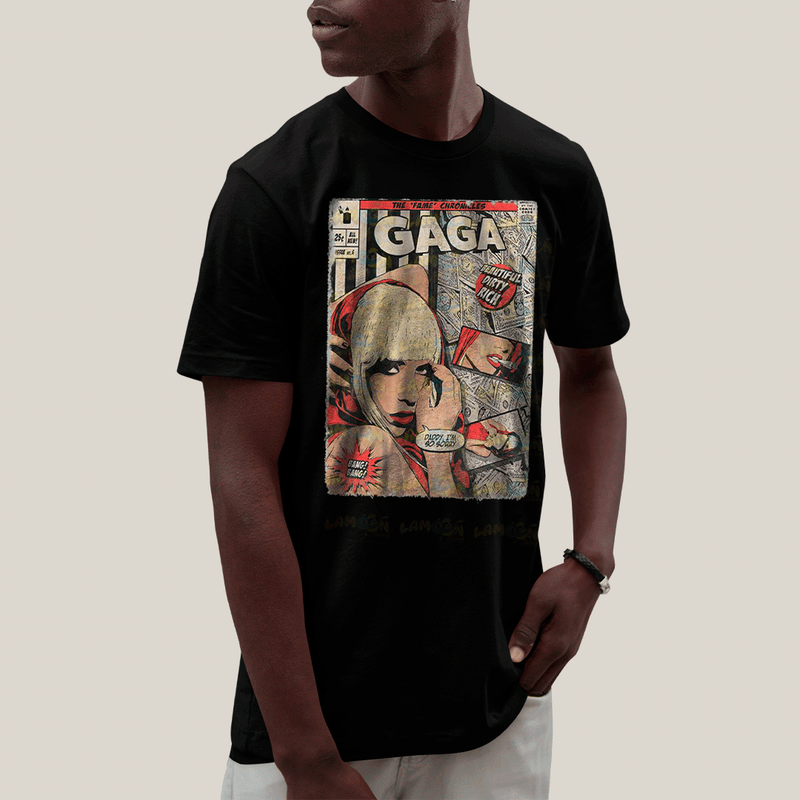 Camiseta Algodão Unissex T shirt- Lady Gaga Capa de HQ