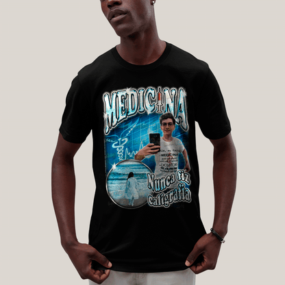 Camiseta Algodão Unissex T shirt- Medicina Nunca Fiz Caligrafia-
