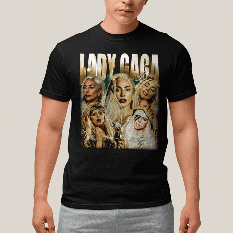 Camiseta Algodão Unissex T shirt- Lady Gaga Cantora de Ouro