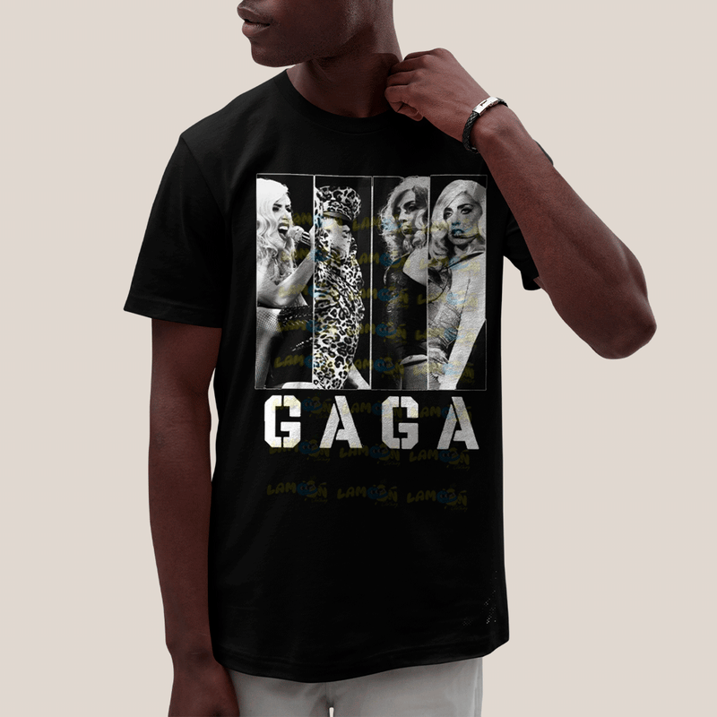 Camiseta Algodão Unissex T shirt- Lady Gaga Black White