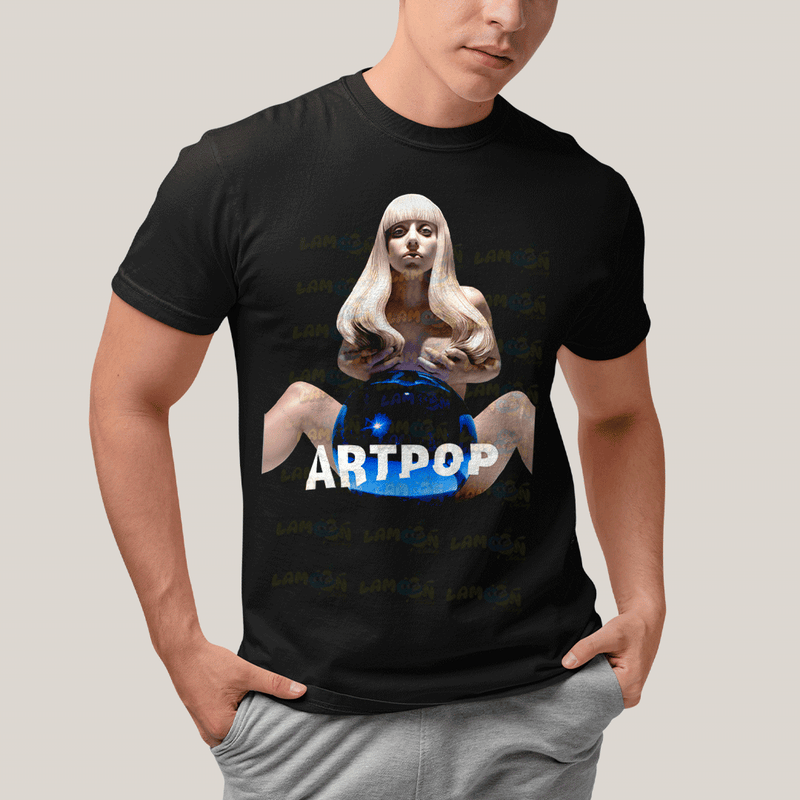 Camiseta Algodão Unissex T shirt- Lady Gaga Bola Azul