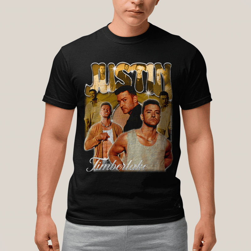 Camiseta Algodão Unissex T shirt- Justin Timberlake Dourado-