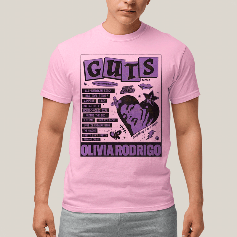 Camiseta Algodão Unissex T shirt Olivia Rodrigo Guts