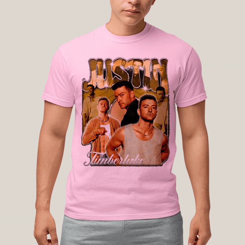 Camiseta Algodão Unissex T shirt- Justin Timberlake Dourado-